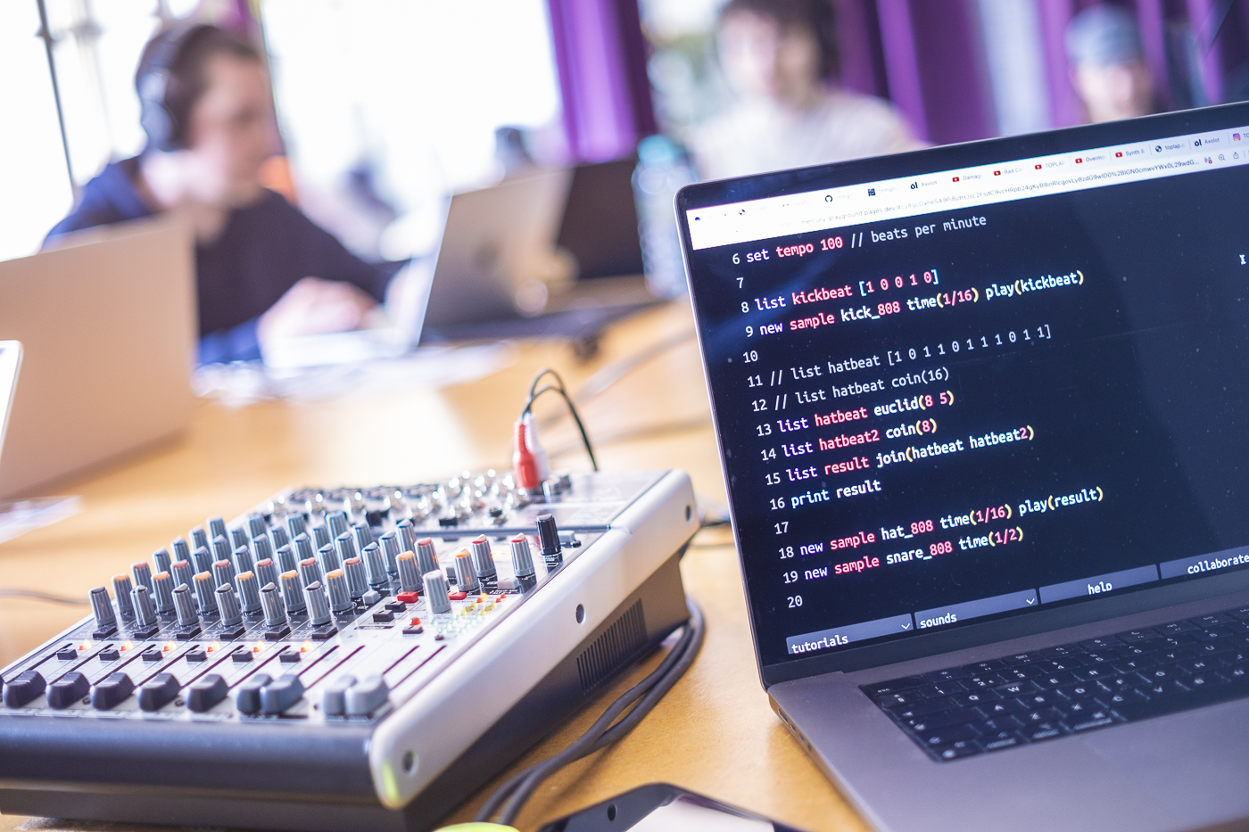 AMRO24 Exhibitions "Collaborative Music Coding with Flok and Mercury for the Web", by Timo Hoogland & Lina Bautista (aka Linalab)